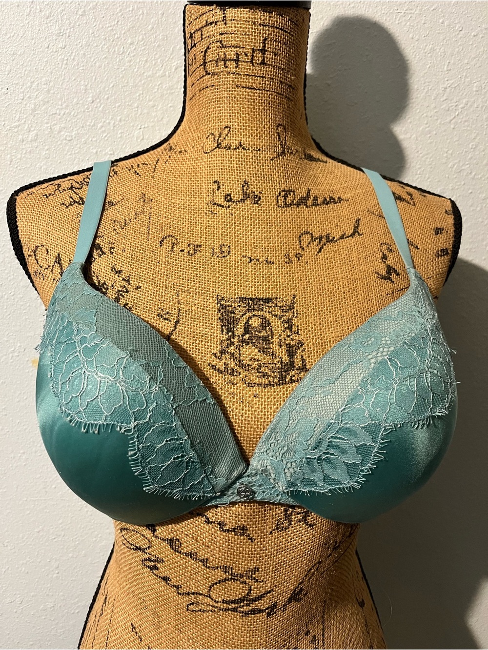 Victoria's Secret Teal Lace-Trim Push-Up Bra